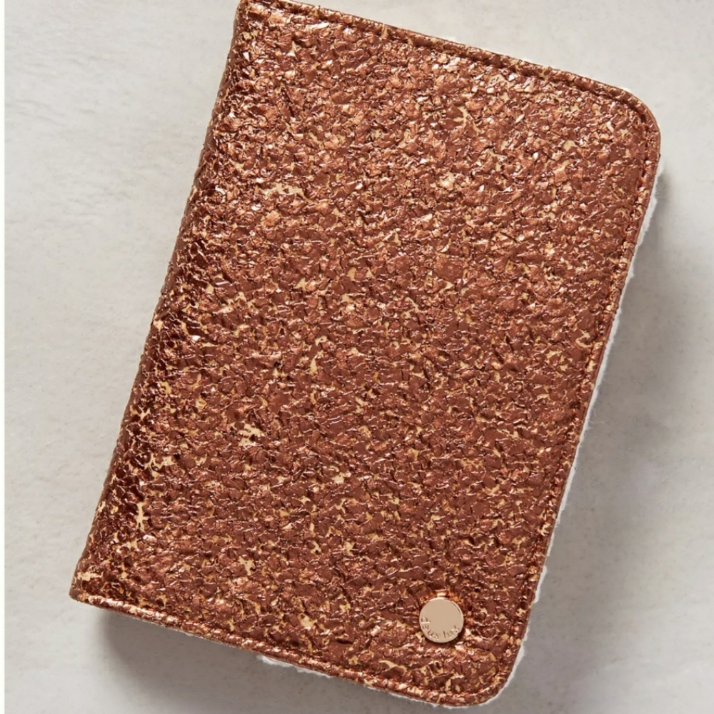 Anthropologie Cosmic Lace Passport Holder Bronze